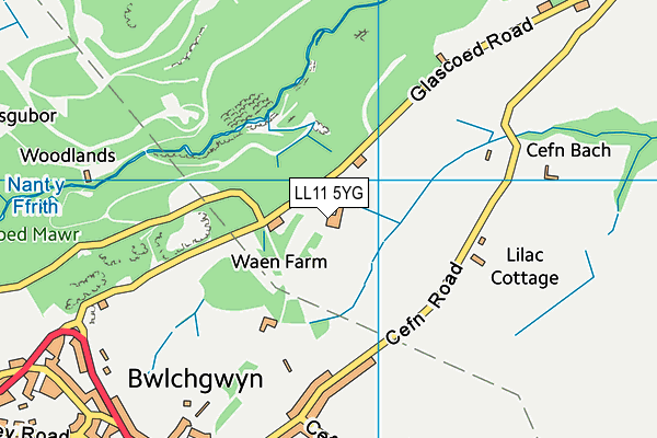 LL11 5YG map - OS VectorMap District (Ordnance Survey)