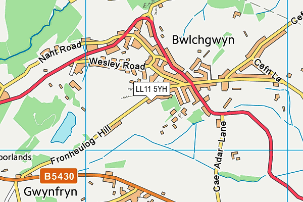 LL11 5YH map - OS VectorMap District (Ordnance Survey)