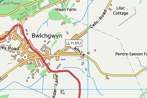 LL11 5YJ map - OS VectorMap District (Ordnance Survey)