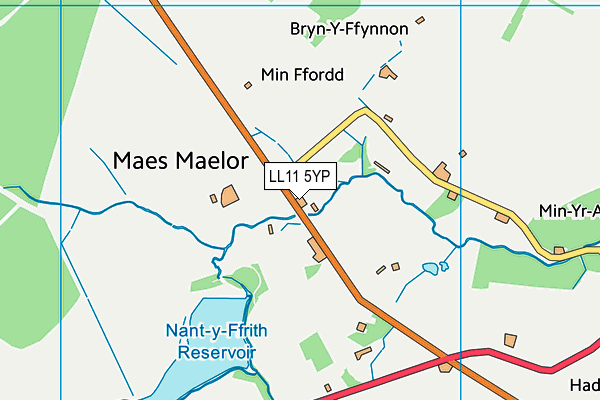 LL11 5YP map - OS VectorMap District (Ordnance Survey)