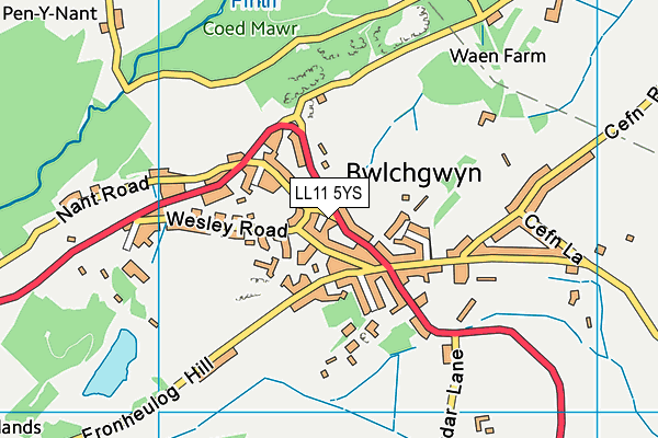 LL11 5YS map - OS VectorMap District (Ordnance Survey)