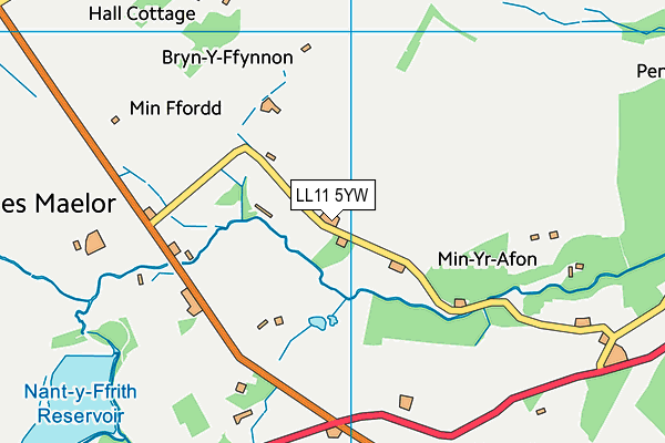 LL11 5YW map - OS VectorMap District (Ordnance Survey)