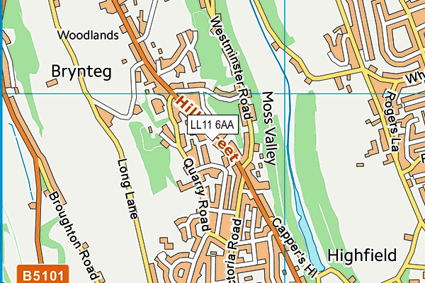 LL11 6AA map - OS VectorMap District (Ordnance Survey)