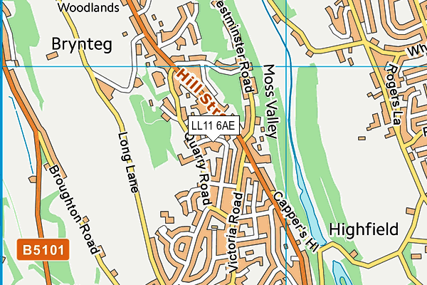 LL11 6AE map - OS VectorMap District (Ordnance Survey)