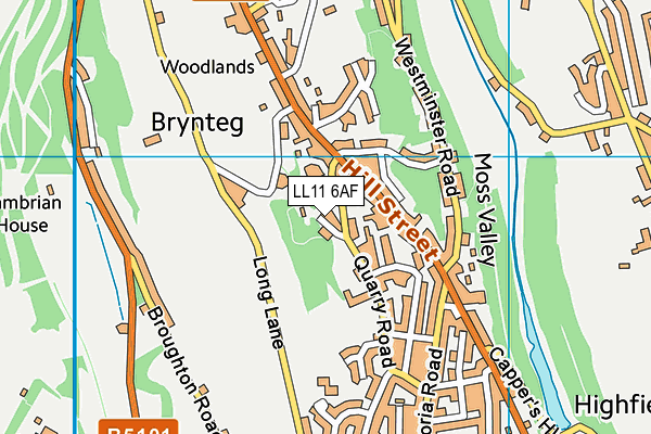 LL11 6AF map - OS VectorMap District (Ordnance Survey)