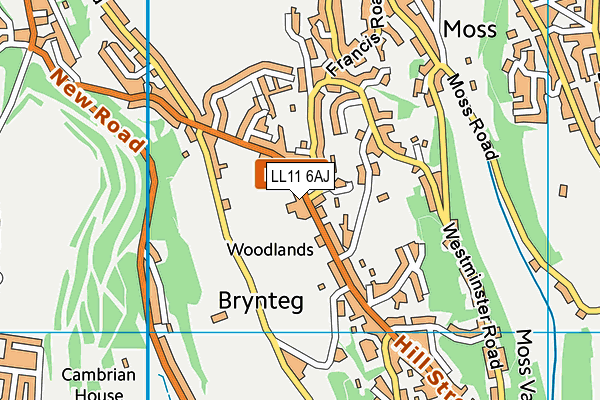 LL11 6AJ map - OS VectorMap District (Ordnance Survey)