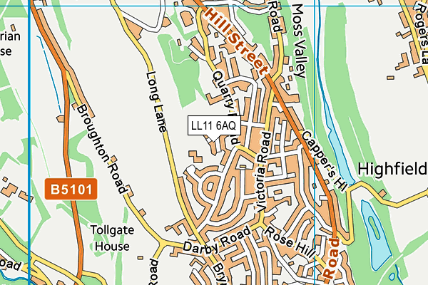 LL11 6AQ map - OS VectorMap District (Ordnance Survey)