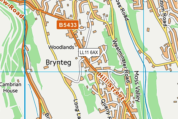 LL11 6AX map - OS VectorMap District (Ordnance Survey)