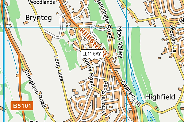 LL11 6AY map - OS VectorMap District (Ordnance Survey)