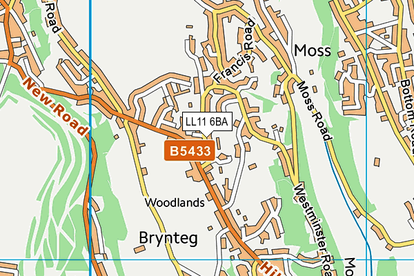 LL11 6BA map - OS VectorMap District (Ordnance Survey)