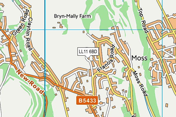 LL11 6BD map - OS VectorMap District (Ordnance Survey)