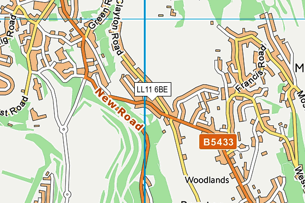 LL11 6BE map - OS VectorMap District (Ordnance Survey)