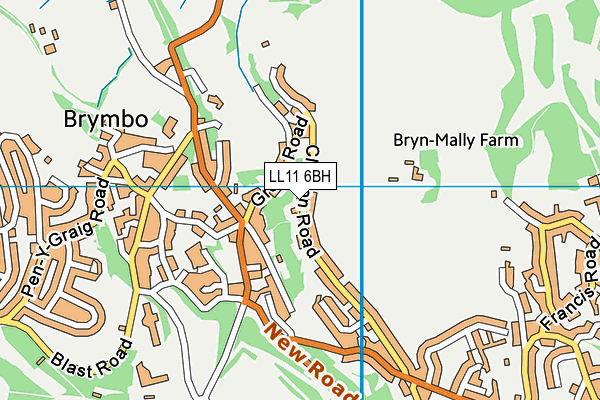 LL11 6BH map - OS VectorMap District (Ordnance Survey)