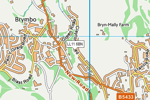 LL11 6BN map - OS VectorMap District (Ordnance Survey)