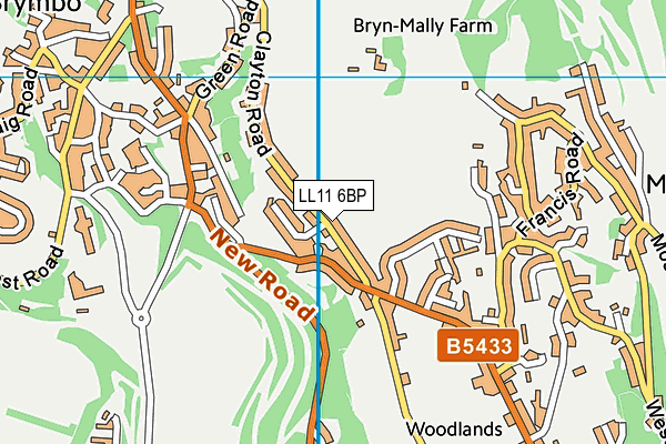 LL11 6BP map - OS VectorMap District (Ordnance Survey)