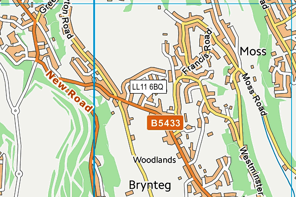 LL11 6BQ map - OS VectorMap District (Ordnance Survey)