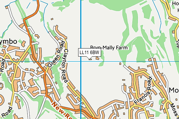 LL11 6BW map - OS VectorMap District (Ordnance Survey)