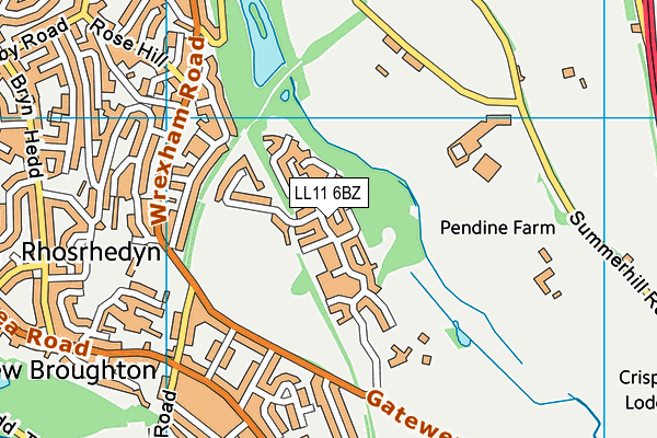 LL11 6BZ map - OS VectorMap District (Ordnance Survey)