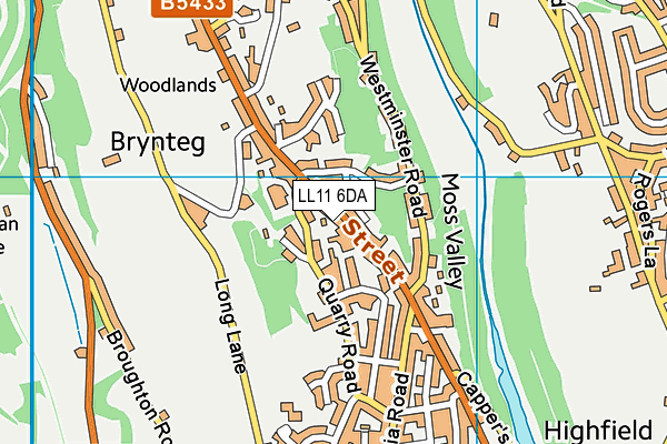 LL11 6DA map - OS VectorMap District (Ordnance Survey)