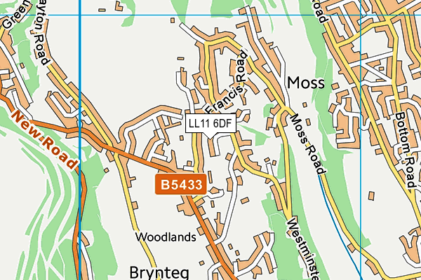 LL11 6DF map - OS VectorMap District (Ordnance Survey)