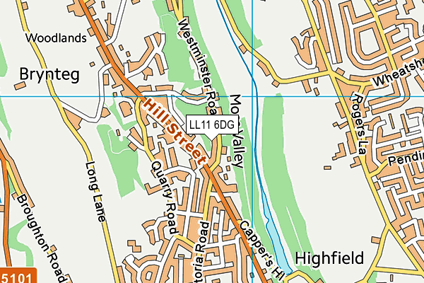 LL11 6DG map - OS VectorMap District (Ordnance Survey)