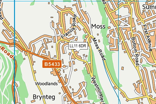 LL11 6DR map - OS VectorMap District (Ordnance Survey)