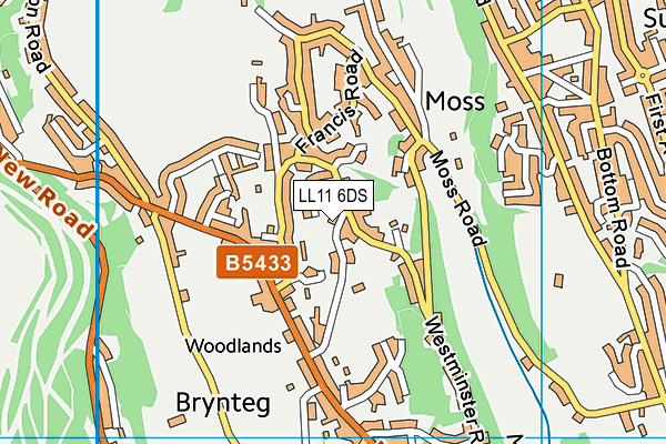 LL11 6DS map - OS VectorMap District (Ordnance Survey)