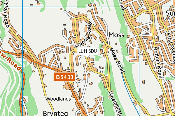 LL11 6DU map - OS VectorMap District (Ordnance Survey)