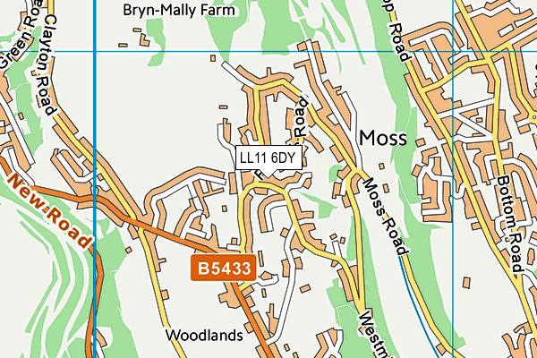 LL11 6DY map - OS VectorMap District (Ordnance Survey)