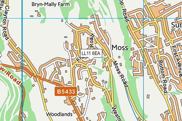 LL11 6EA map - OS VectorMap District (Ordnance Survey)