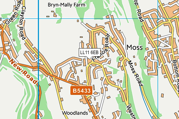 LL11 6EB map - OS VectorMap District (Ordnance Survey)