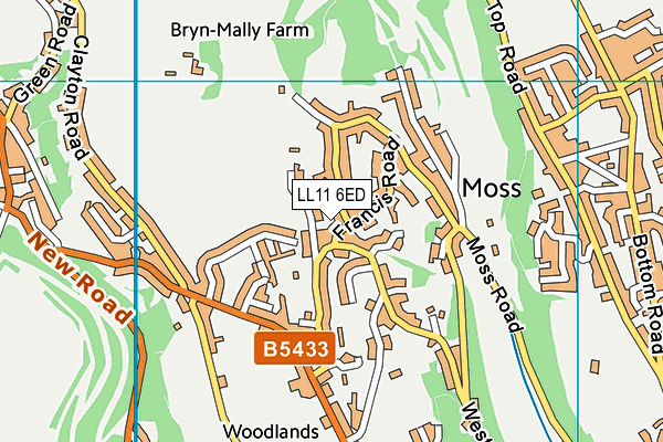 LL11 6ED map - OS VectorMap District (Ordnance Survey)