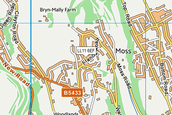 LL11 6EF map - OS VectorMap District (Ordnance Survey)