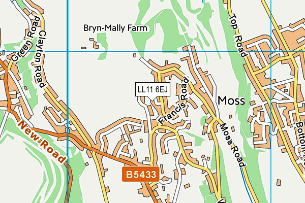 LL11 6EJ map - OS VectorMap District (Ordnance Survey)