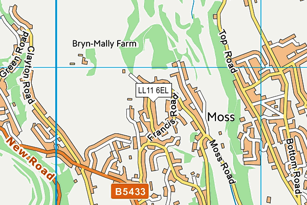 LL11 6EL map - OS VectorMap District (Ordnance Survey)