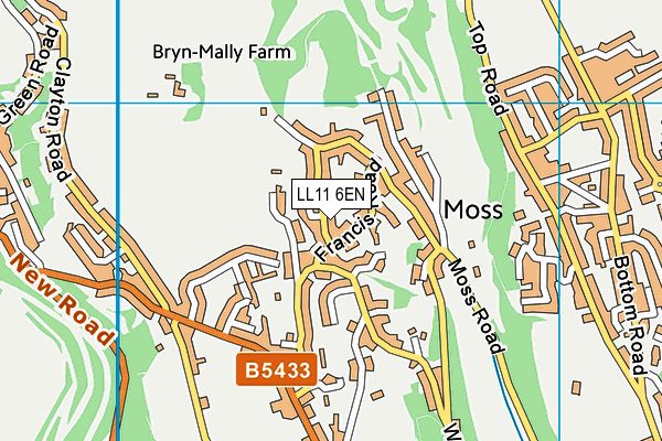 LL11 6EN map - OS VectorMap District (Ordnance Survey)