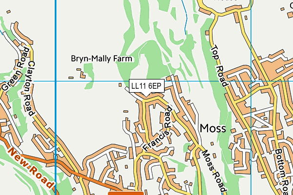 LL11 6EP map - OS VectorMap District (Ordnance Survey)