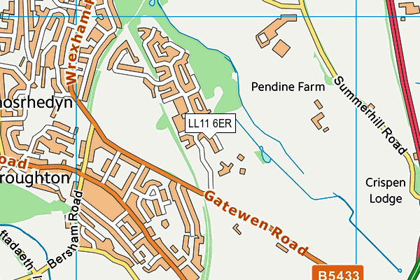 LL11 6ER map - OS VectorMap District (Ordnance Survey)