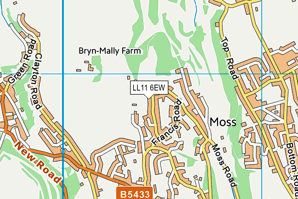 LL11 6EW map - OS VectorMap District (Ordnance Survey)