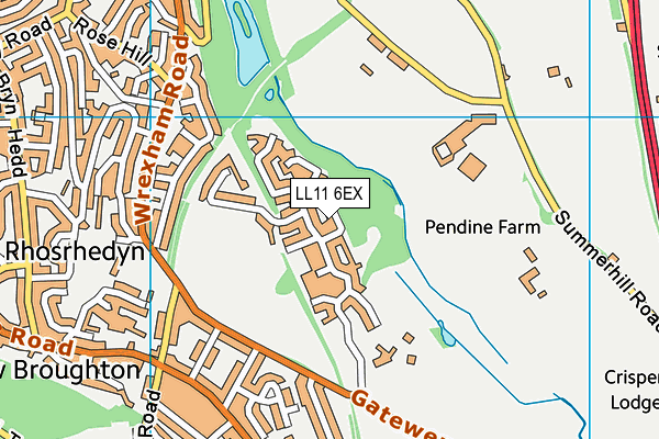 LL11 6EX map - OS VectorMap District (Ordnance Survey)