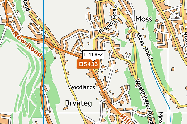 LL11 6EZ map - OS VectorMap District (Ordnance Survey)