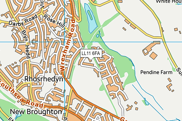 LL11 6FA map - OS VectorMap District (Ordnance Survey)