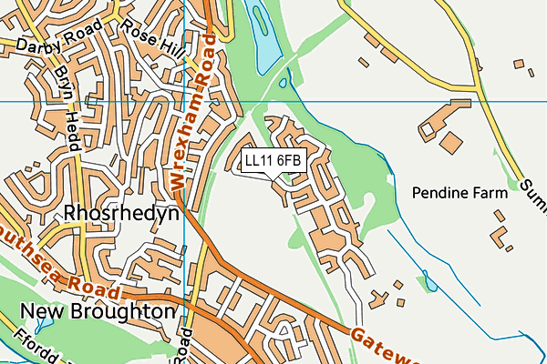 LL11 6FB map - OS VectorMap District (Ordnance Survey)