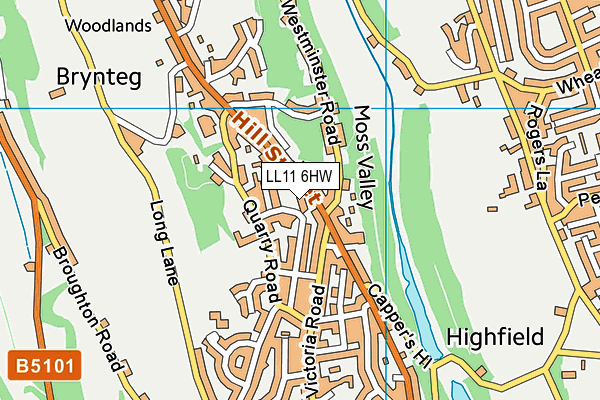 LL11 6HW map - OS VectorMap District (Ordnance Survey)