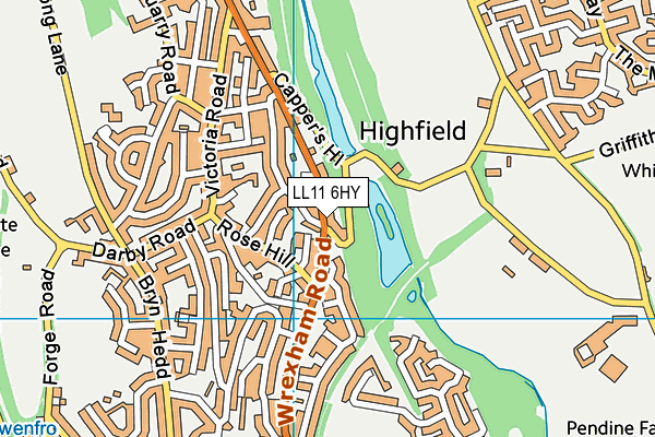 LL11 6HY map - OS VectorMap District (Ordnance Survey)