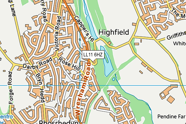 LL11 6HZ map - OS VectorMap District (Ordnance Survey)