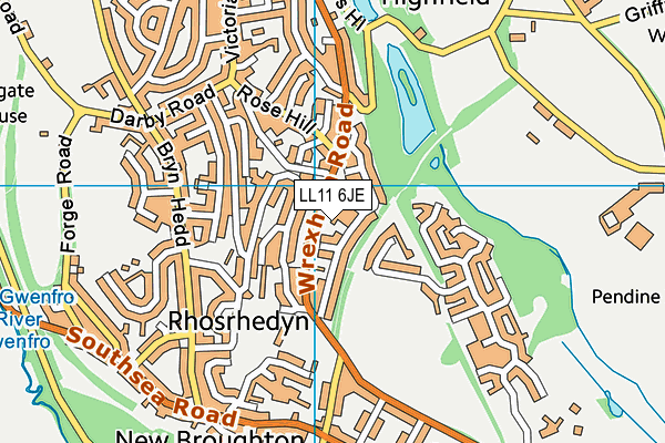 LL11 6JE map - OS VectorMap District (Ordnance Survey)