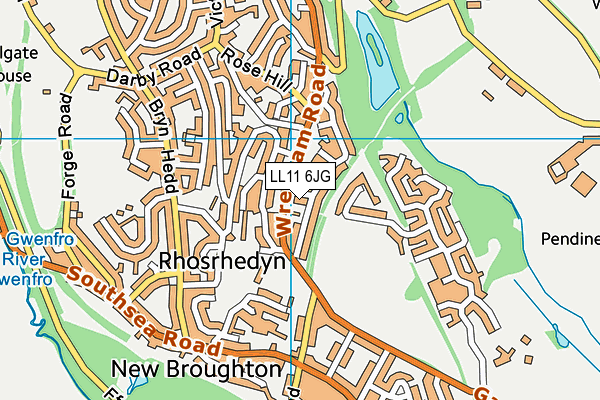 LL11 6JG map - OS VectorMap District (Ordnance Survey)