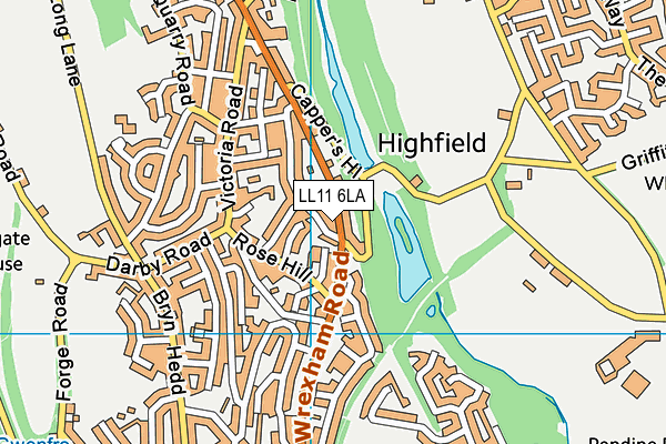 LL11 6LA map - OS VectorMap District (Ordnance Survey)