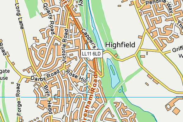 LL11 6LD map - OS VectorMap District (Ordnance Survey)